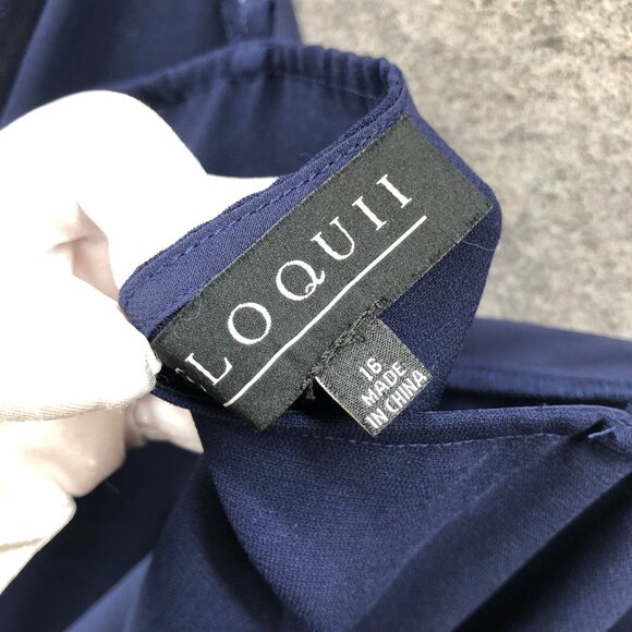 Eloquii Cami Top Womens 16 Navy Blue V-Neck Flowy Chiffon - Picture 7 of 10